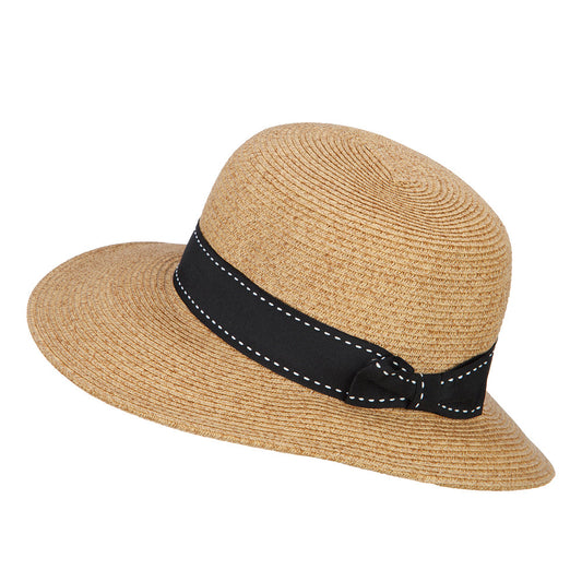 Women's Paper Braid 3.5 Inch Brim Ribbon Hat