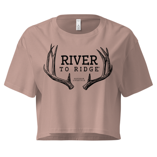 River to Ridge Antler Logo Crop Top, Hazy Pink