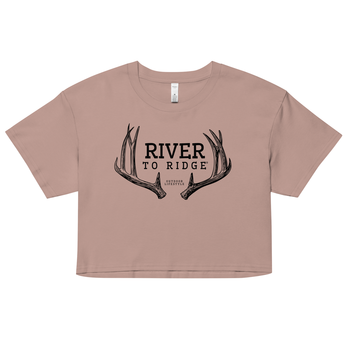 River to Ridge Antler Logo Crop Top, Hazy Pink