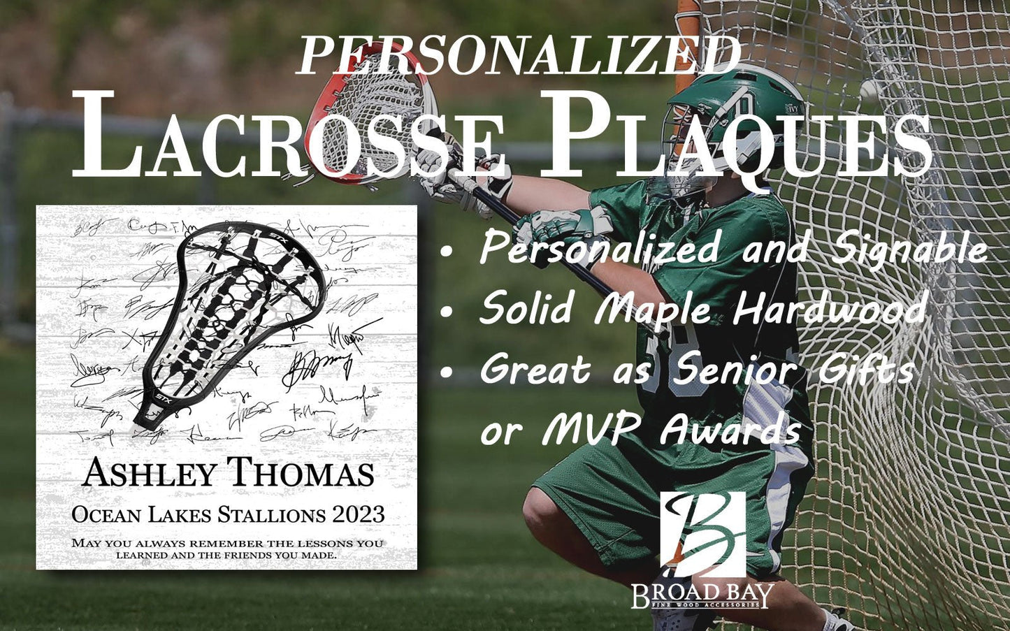 Women's Lacrosse Trophy Plaque - Recognition Award - for Players, Senior Season Gift, MVP or Coaches