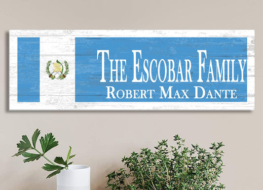 Wooden Guatemala Flag Sign Family Name Custom Guatemalan Wedding Gift
