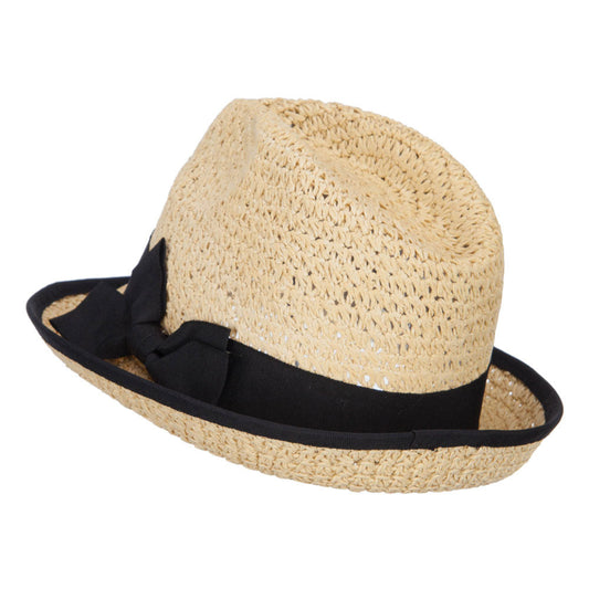Women's Bow Accent Toyo Braid Fedora