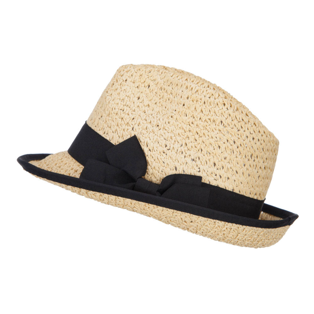 Women's Bow Accent Toyo Braid Fedora