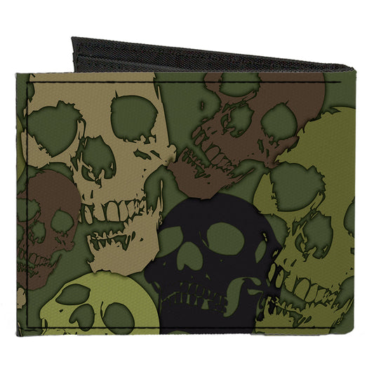 Canvas Bi-Fold Wallet - Camo Olive Skull Yard