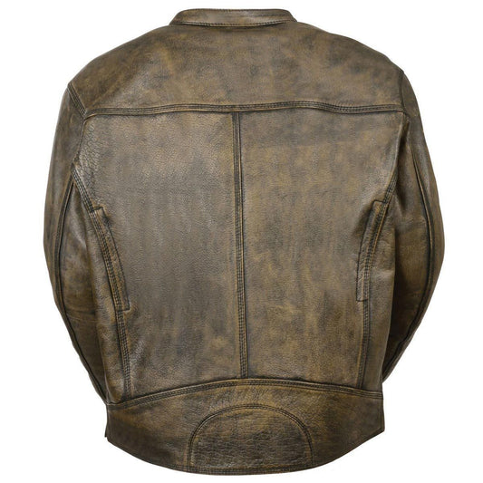 Milwaukee Leather MLM1550 Men's Vented Black-Beige Distressed Leather Scooter Style Motorcycle Jacket w/ Liner