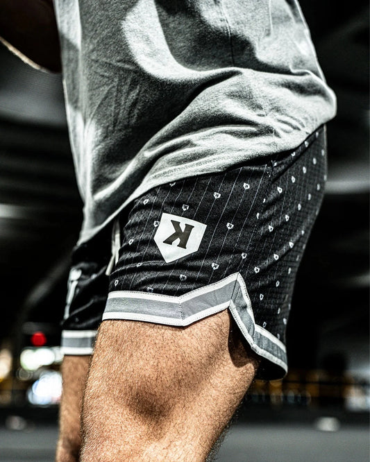 YOUTH Mesh Pinstripe Shorts - Black/White