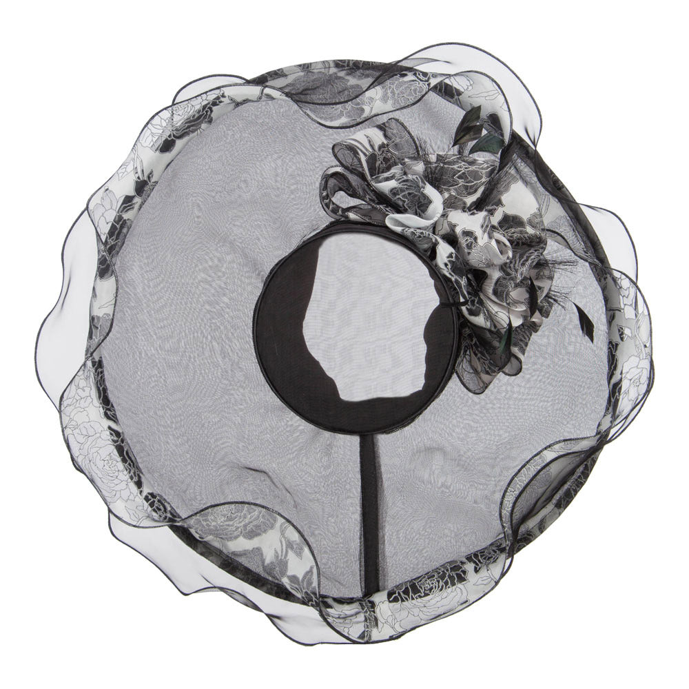 Floral Ruffle Brim Organza Hat