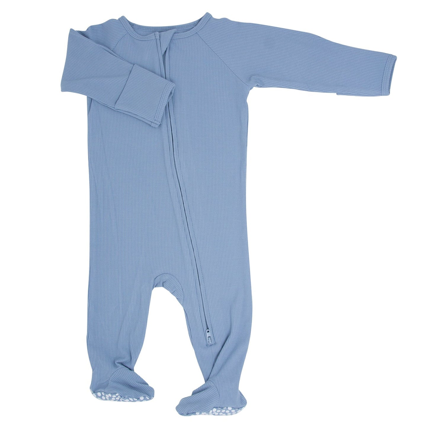 Zipper Footie Blue Fog Rib