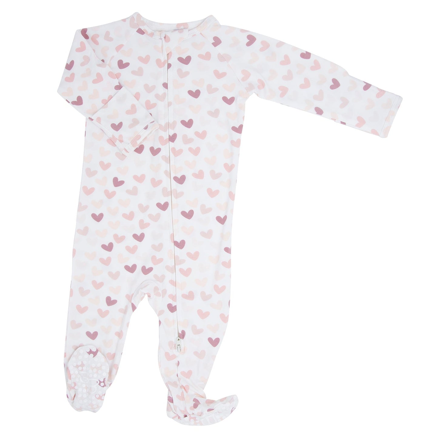 Zipper Footie Pink Hearts