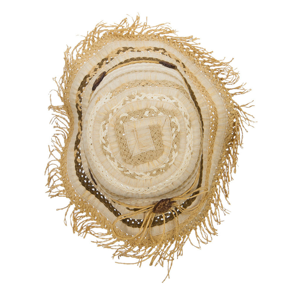 Women's Toyo Braid Striped Straw Bucket Hat