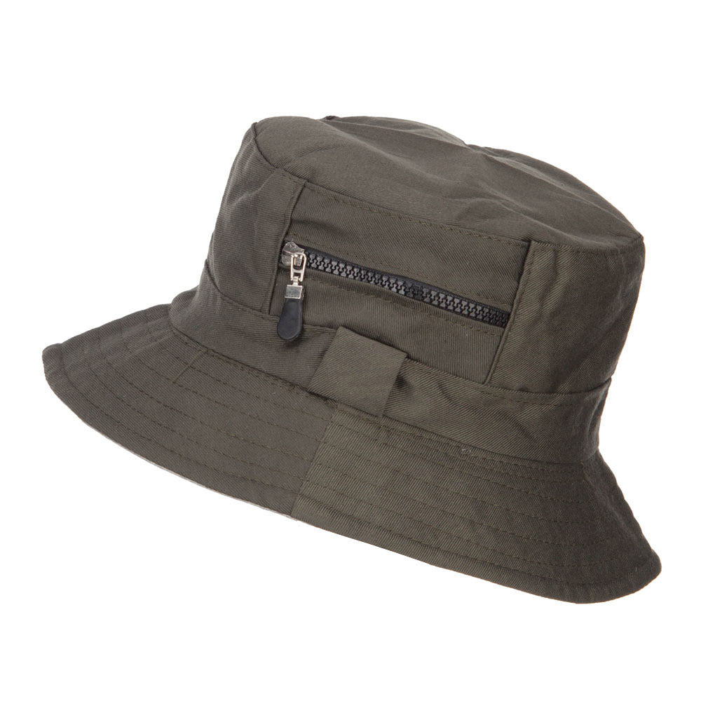 Zip Pocket Cotton Bucket Hat