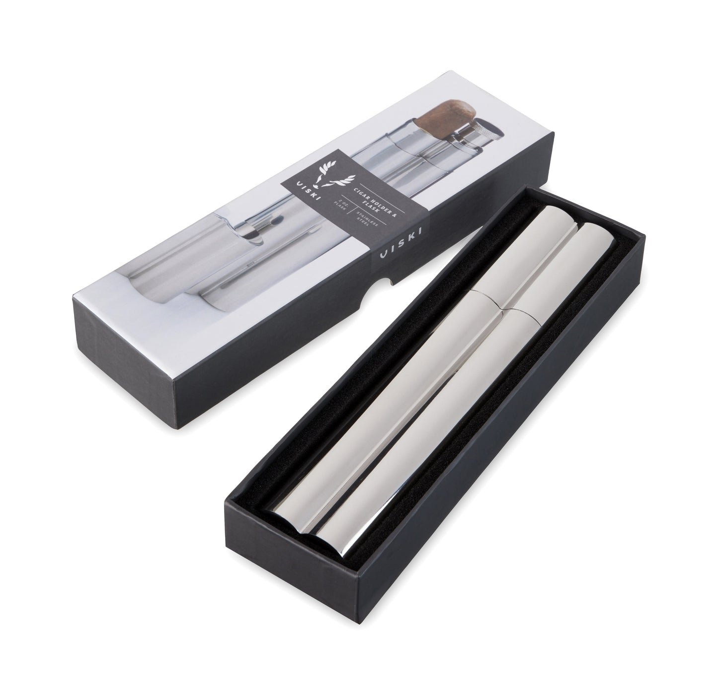 Stainless Steel Cigar Holder and Flask