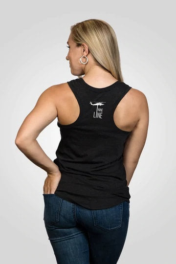 Women's Racerback Tank - American Flag Schematic Black
