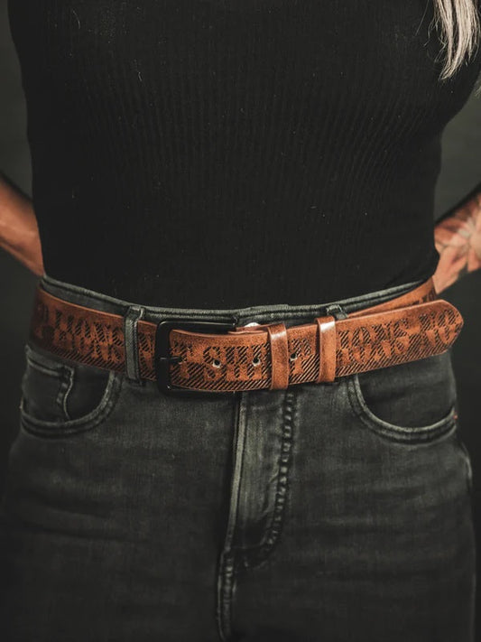 LIONS NOT SHEEP BELT BROWN