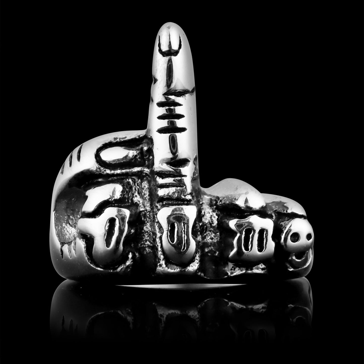 Stainless Steel Polished FTW Middle Finger Unisex Ring