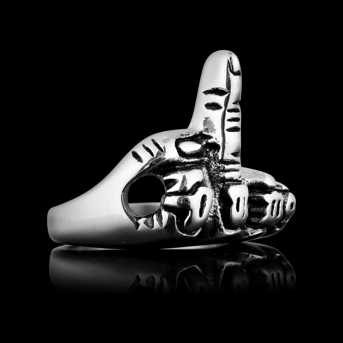 Stainless Steel Polished FTW Middle Finger Unisex Ring
