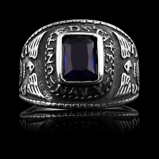 United States Military Blue Stone Women's Navy Ring