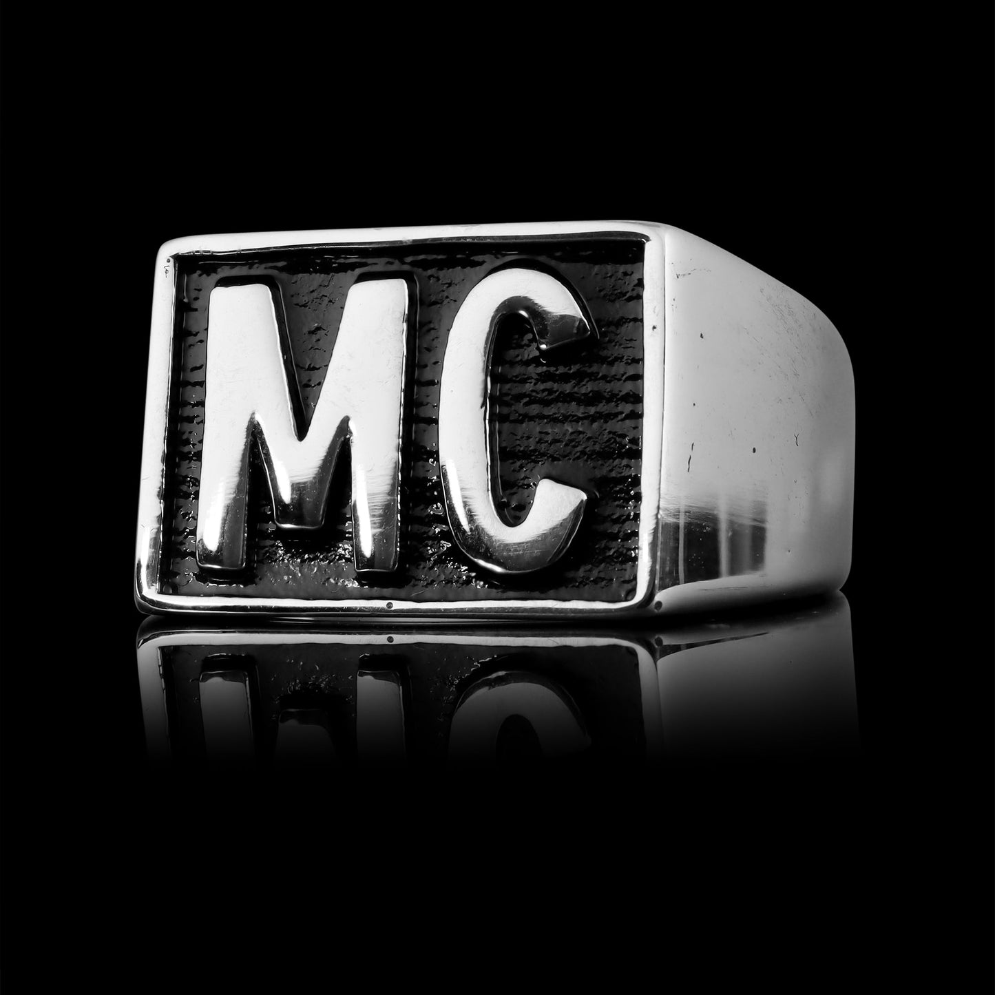 Stainless Steel Motorcycle Club MC Insignia Signet Ring