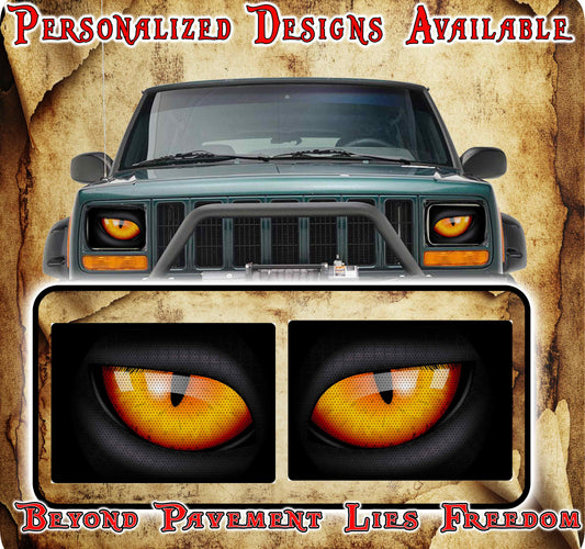 orange Eye decals for YJ or 5x7 headlights