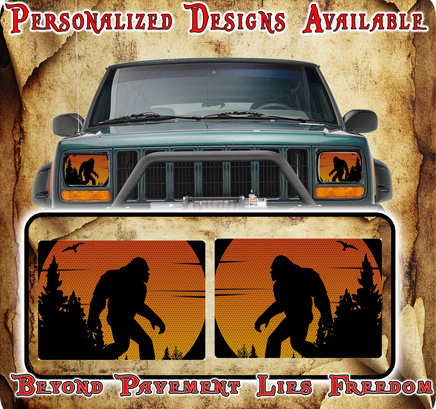 bigfoot Eye decals for YJ or 5x7 headlights
