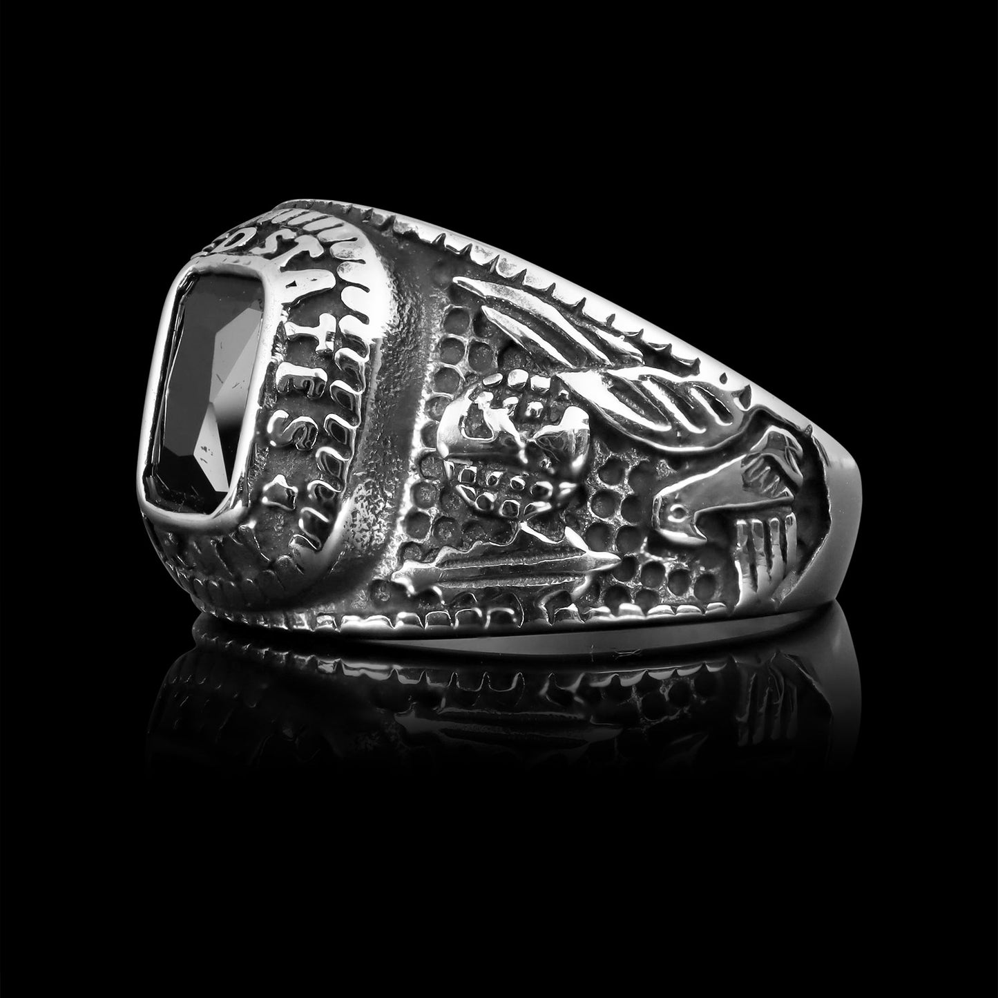 United States Military Black Stone Women's Army Ring