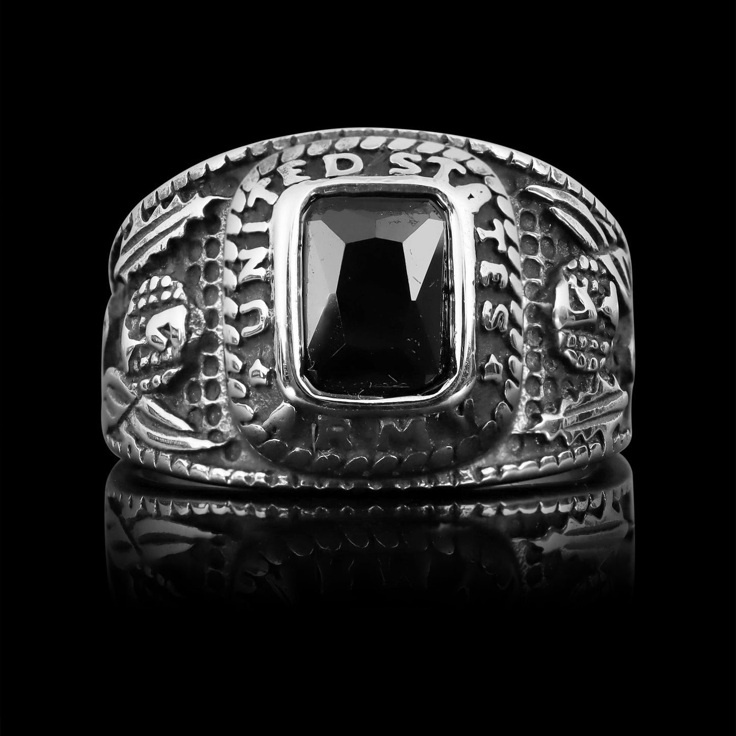 United States Military Black Stone Women's Army Ring