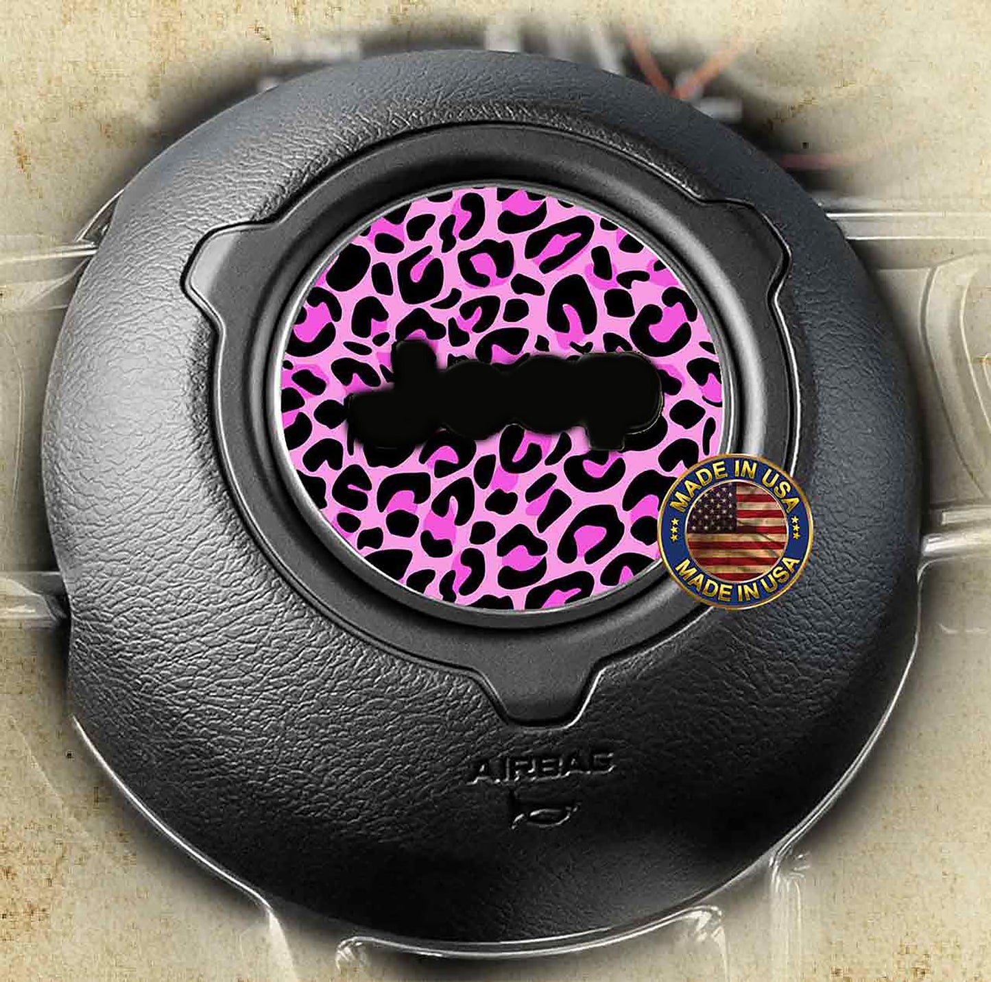 Pink cheetah print Steering wheel decal 199