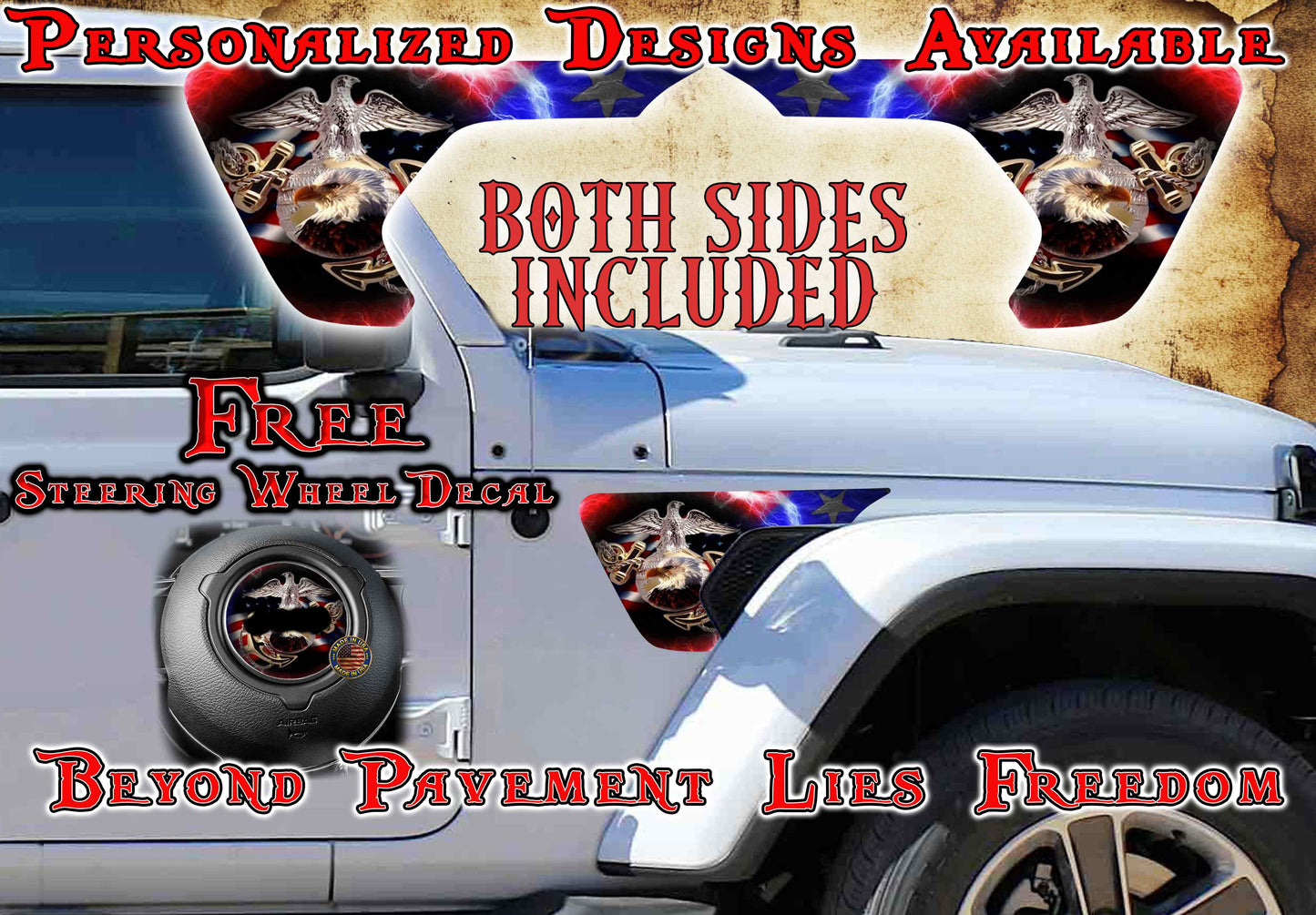 USMC EGA fender vent decal for the JL or JT 2018 or newer 244