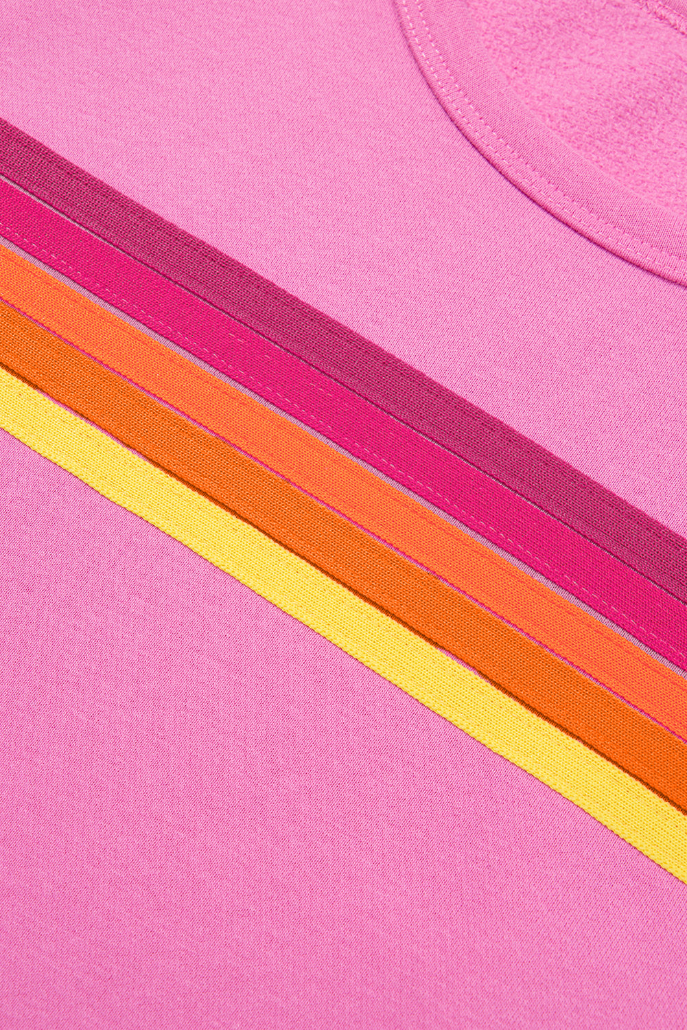 Apricot Striped Accent Pullover and Shorts Two Piece Casual Set