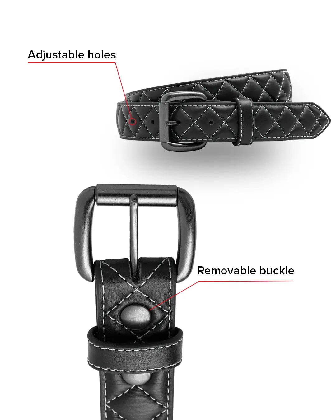 Diamond Quilted Leather Belt