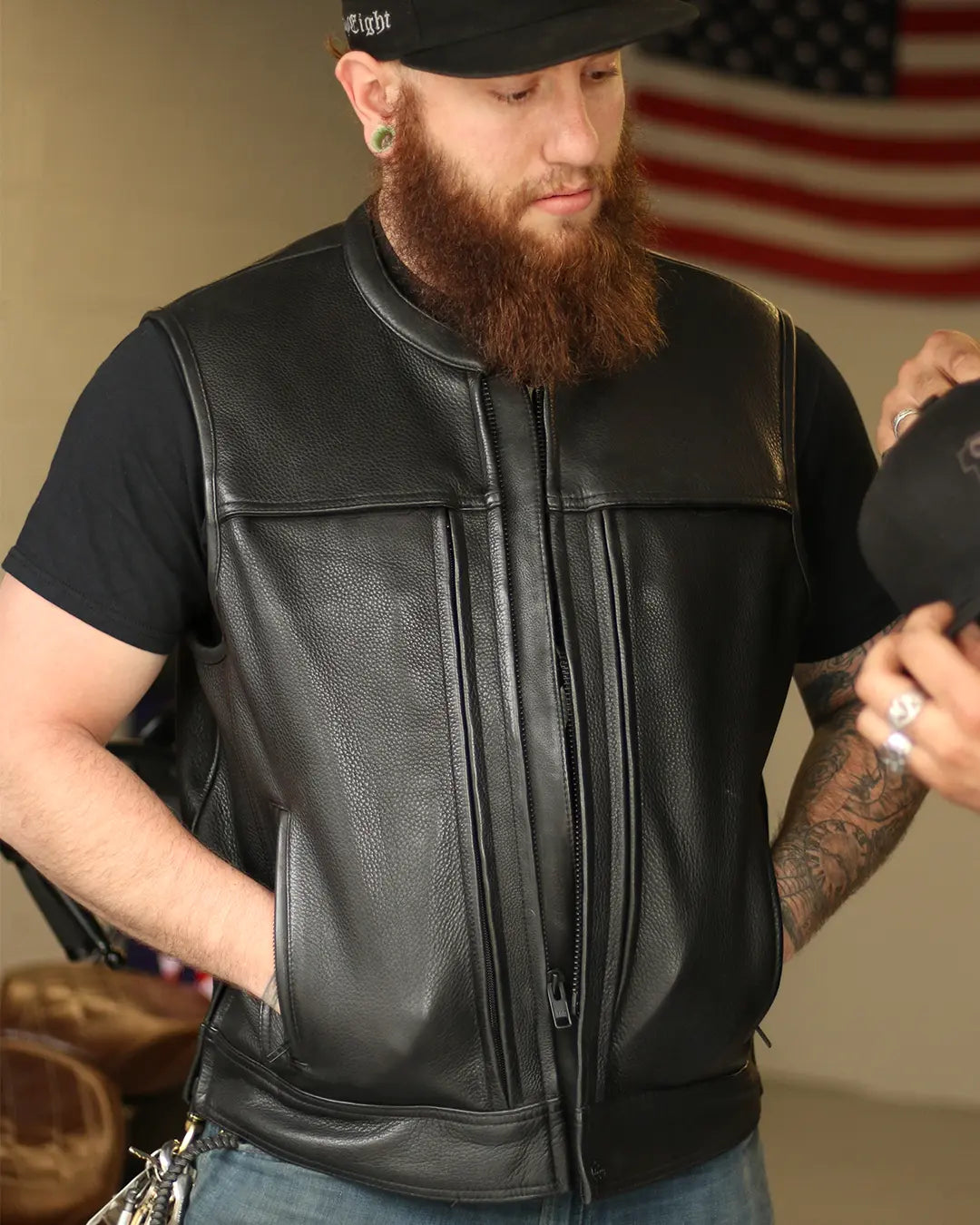 Rampage - Men's Motorcycle Leather Vest