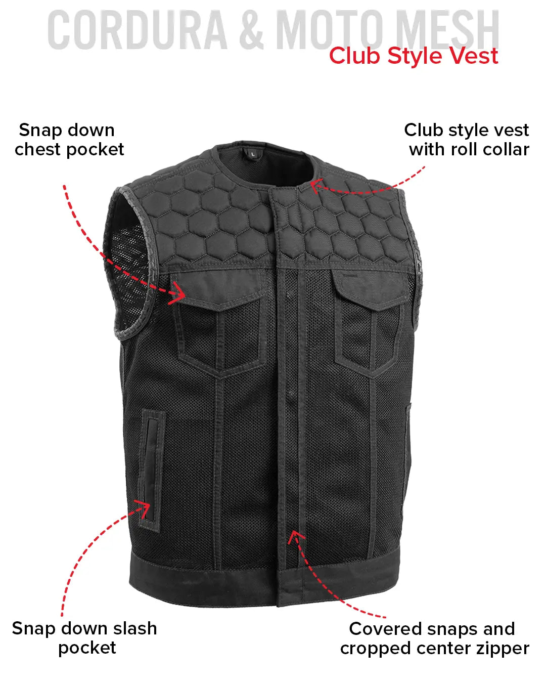 Hornet Moto Mesh Men's Club Style Vest