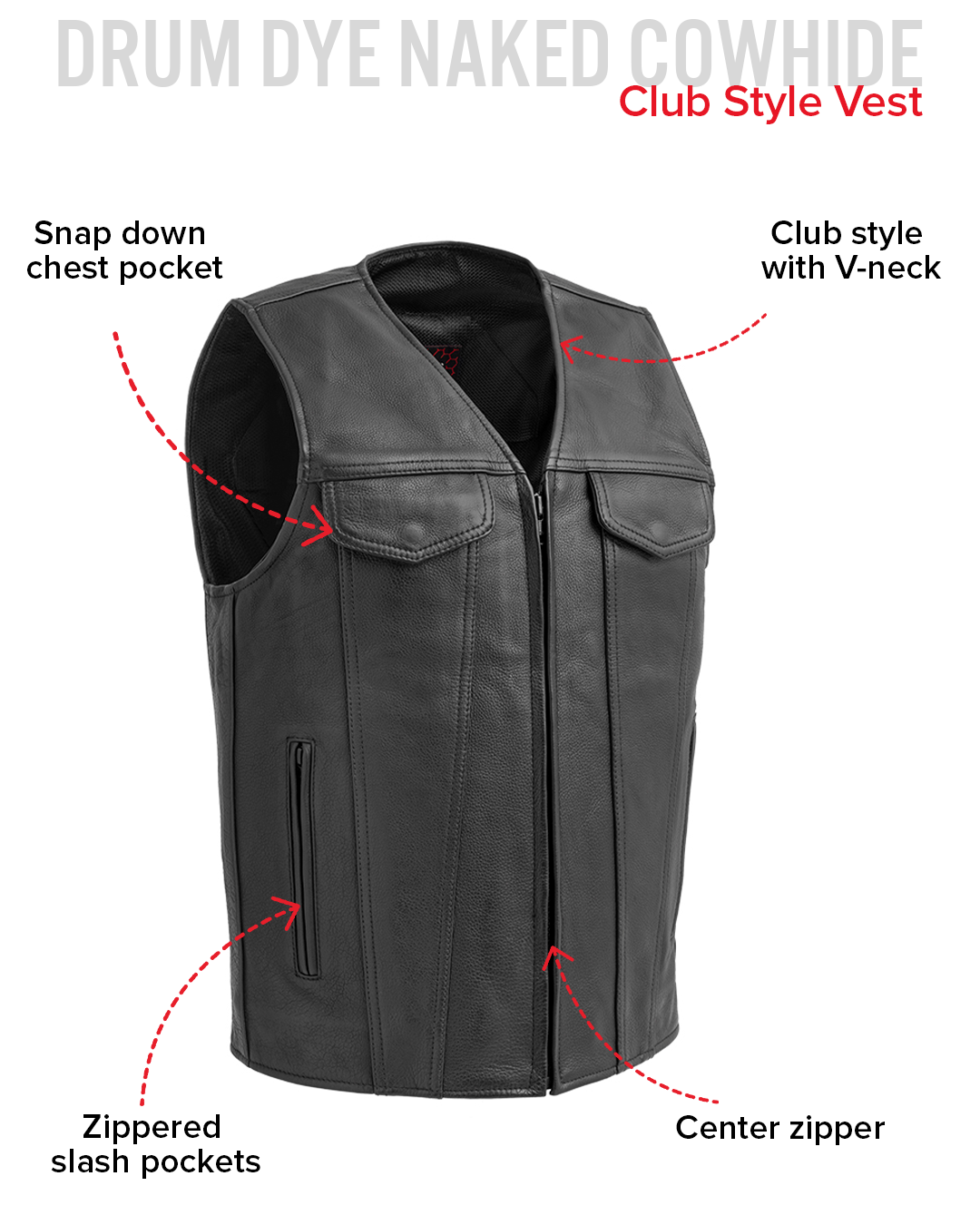 Badlands Men's Motorcycle Leather Vest