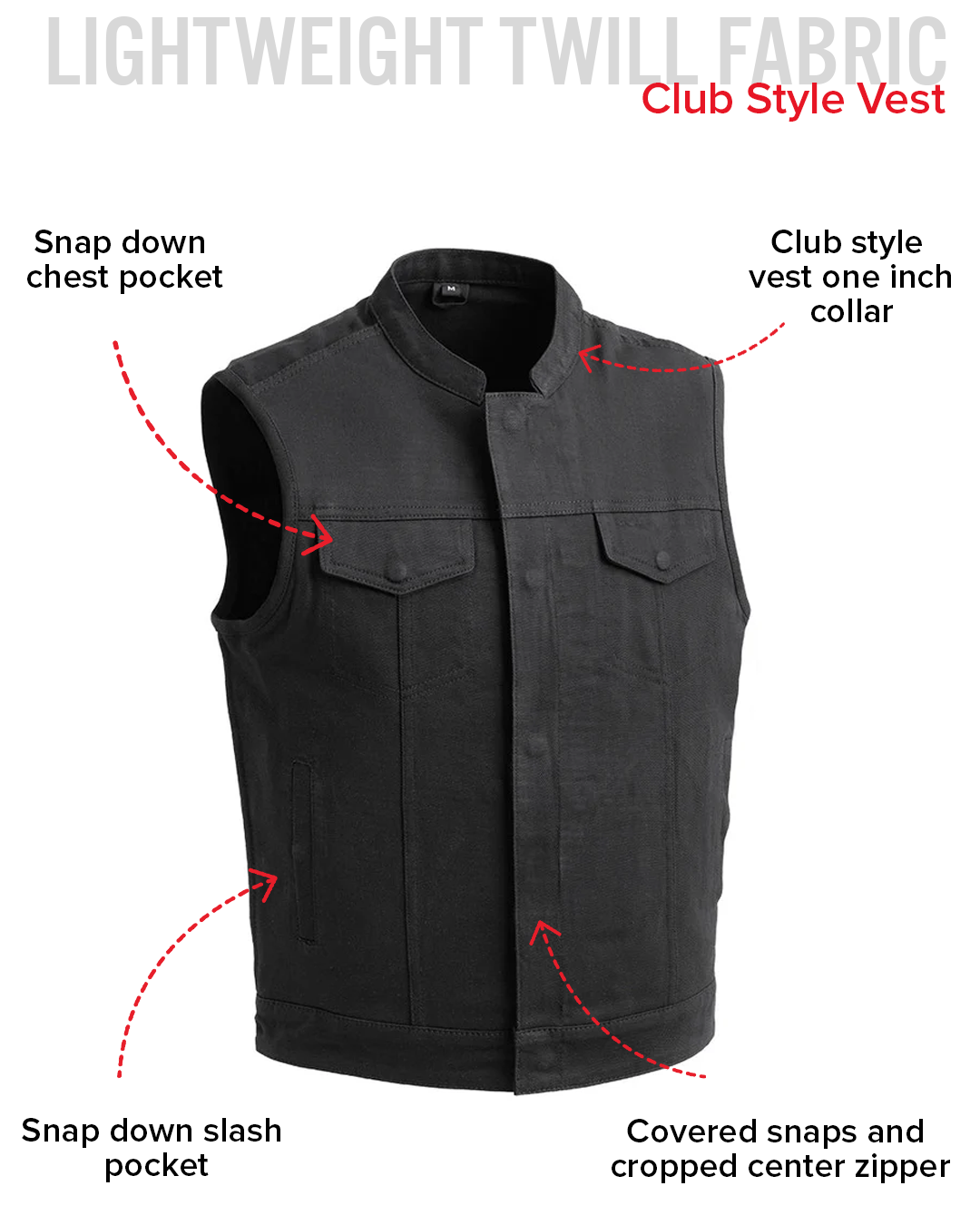 Havoc Men's Motorcycle Twill Vest