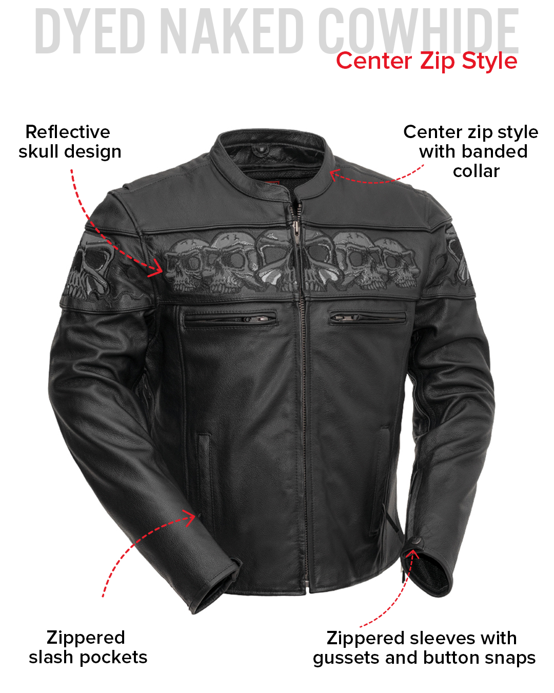 Savage Skulls Men's Motorcycle Leather Jacket
