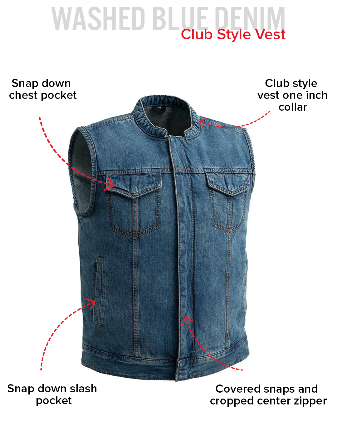 Havoc Men's Denim Motorcycle Vest