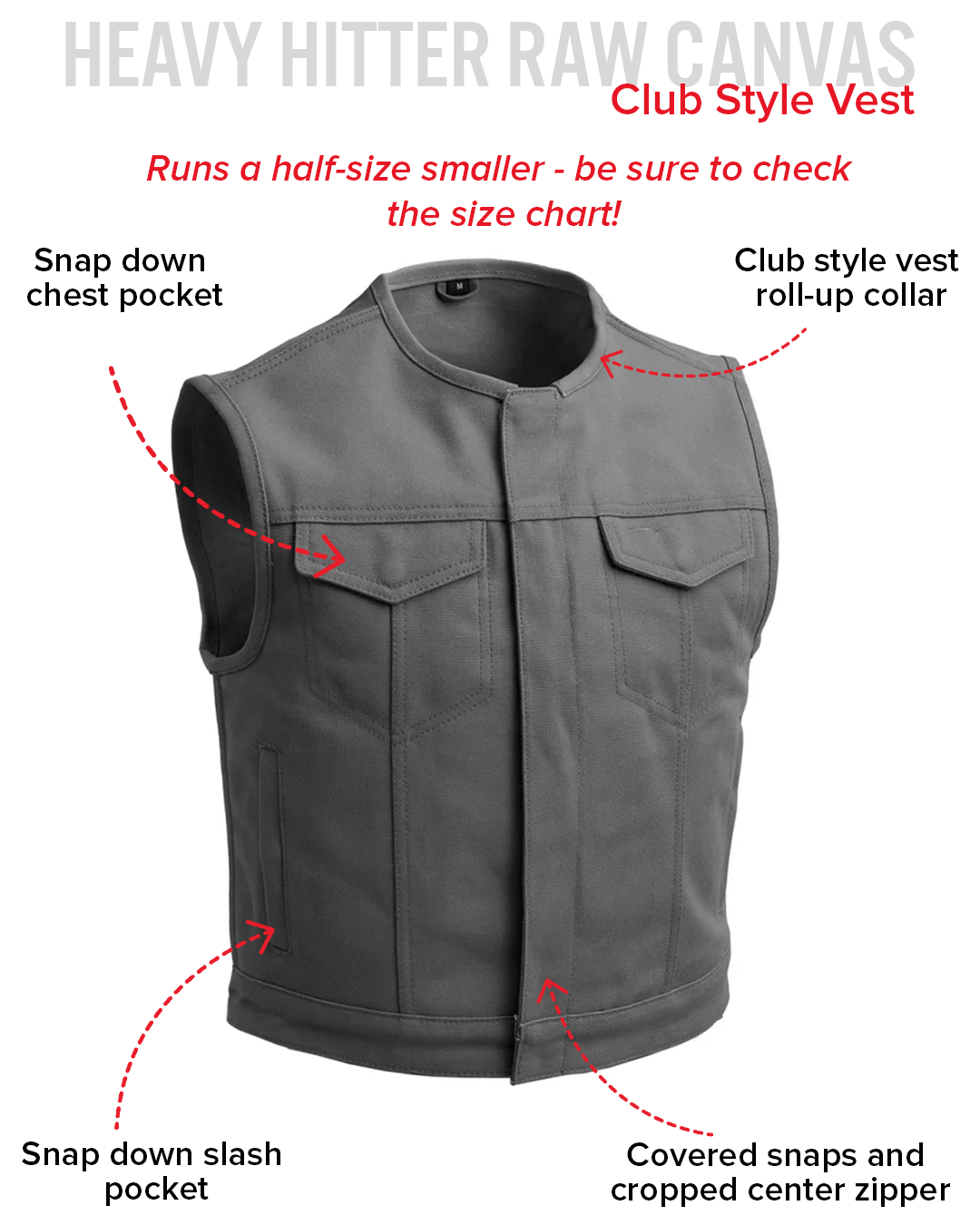 Lowside Grey Men's Motorcycle Canvas Vest