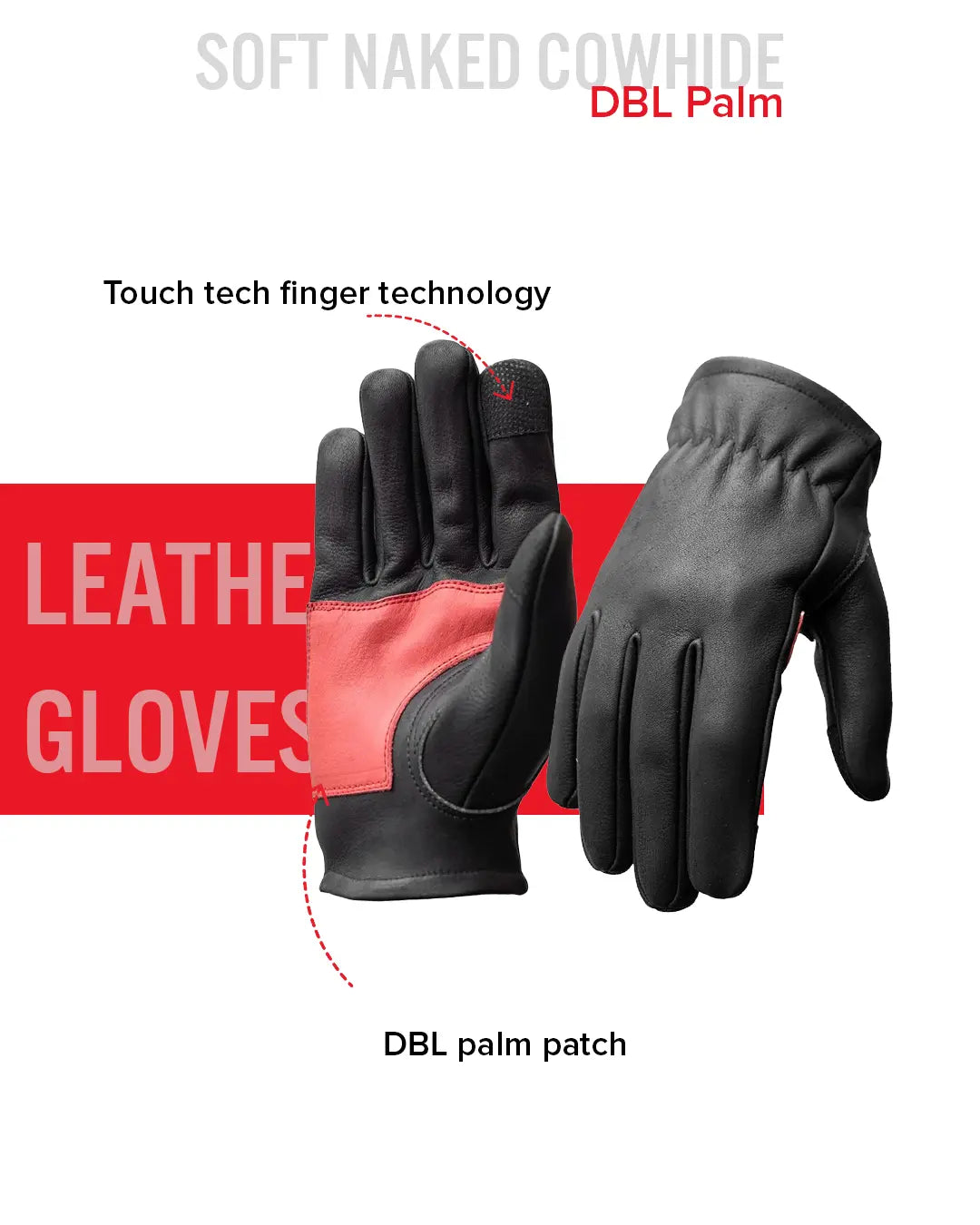 Roper DBL Palm Men's Motorcycle Leather Gloves