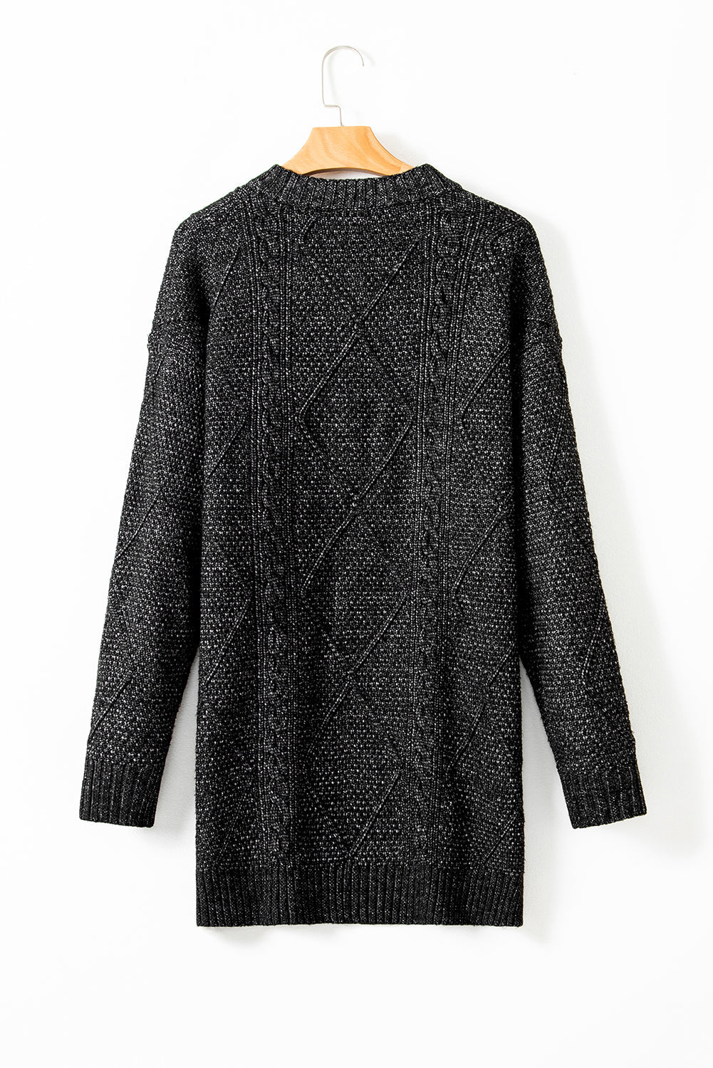 Parchment Cable Knit Drop Shoulder Loose Fit Sweater Dress