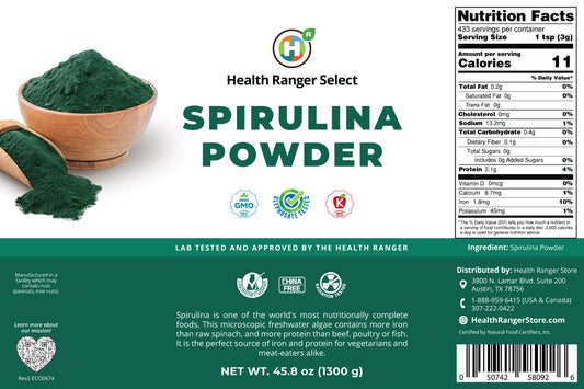Health Ranger Select Spirulina Powder 1300g, #10 can