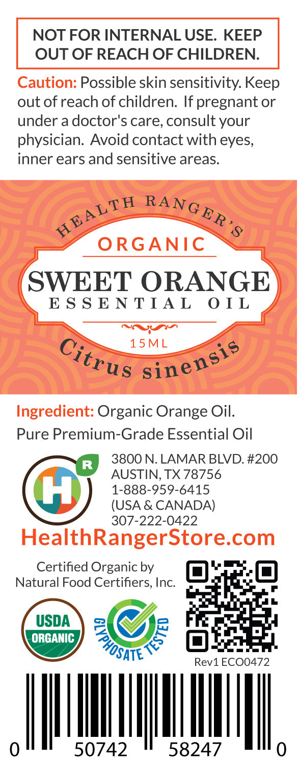 Organic Sweet Orange Essential Oil 0.5oz (15ml)