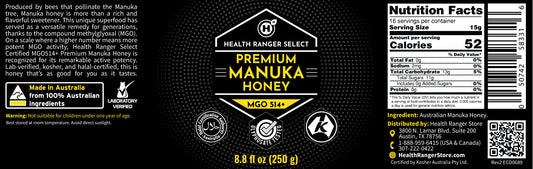 Premium Manuka Honey MGO 514+ (15+ NPA) 8.8 fl oz (250g)