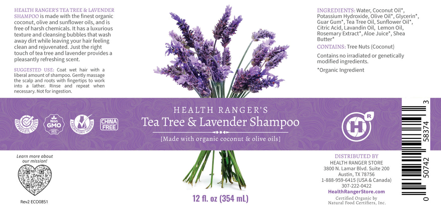 Health Ranger's Tea Tree and Lavender Shampoo 12 oz
