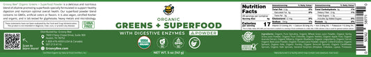 Organic Greens + Superfood Powder With Digestive Enzymes 5 oz (141 g)