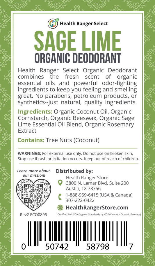 Organic Sage Lime Deodorant 3 oz (90 g)