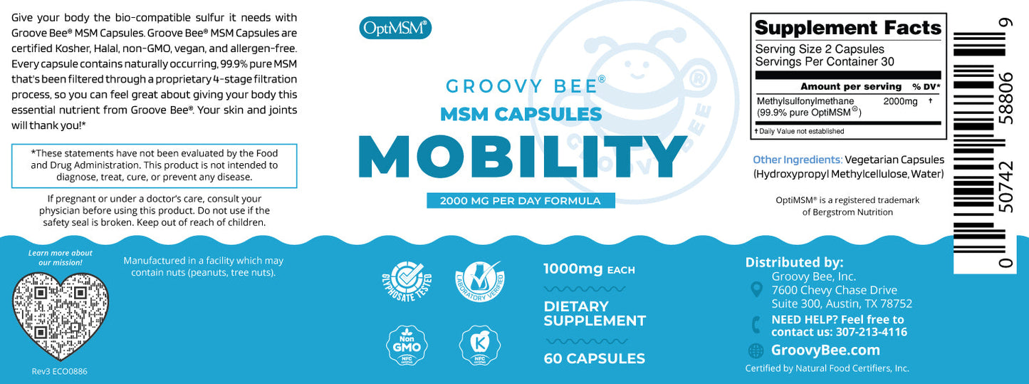 OptiMSM Capsules for Joint Health 1000mg (60 Caps)