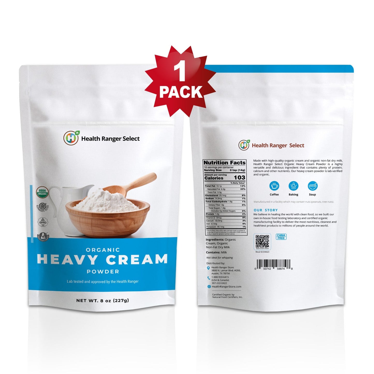 Organic Heavy Cream Powder 8oz (227g)