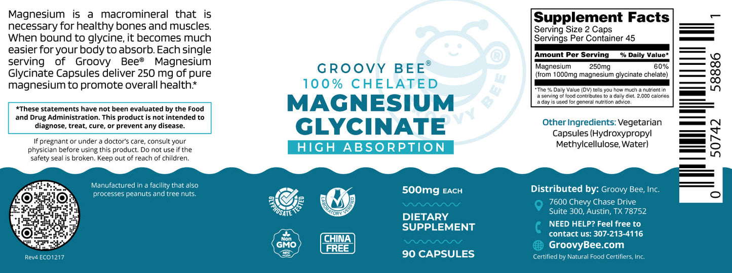 Magnesium Glycinate High Absorption 500mg 90 Caps