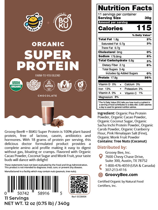 Organic Super Protein - Chocolate  12oz (0.75 lb) / 340 g