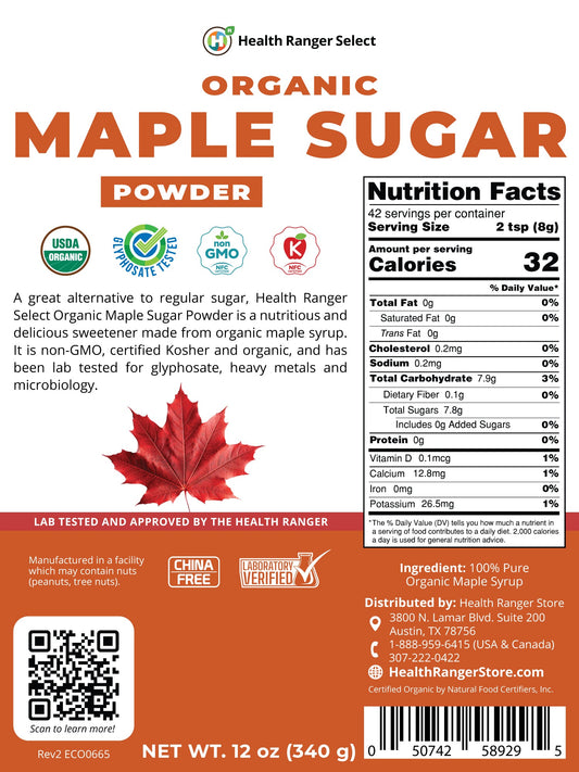 Organic Maple Sugar Powder 12oz (340g)
